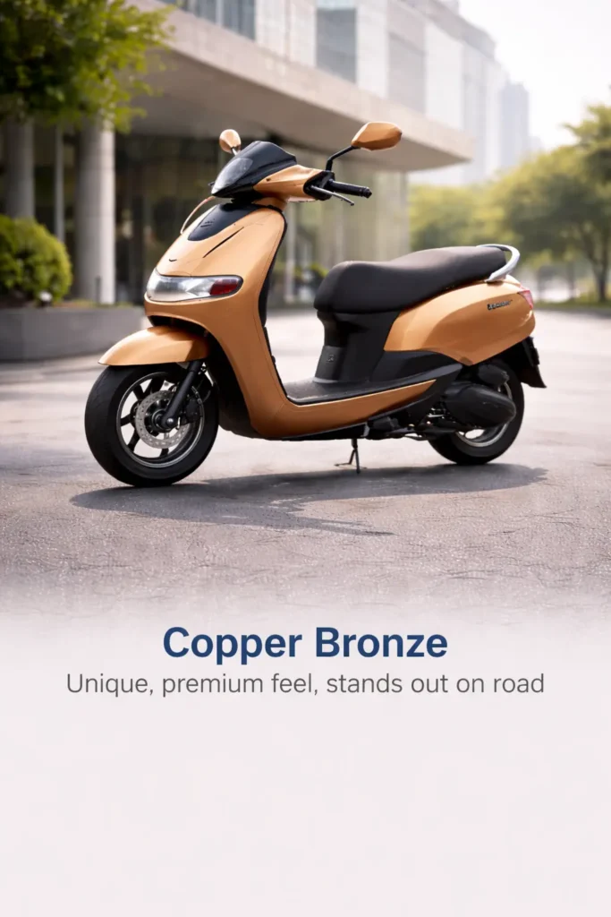 Copper bronze TVS iQube scooter